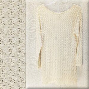 Vintage Express Tricot Textured Crochet Tunic Dress 38" Bust (T-383)